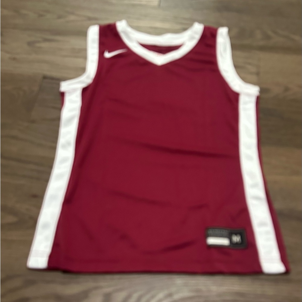 NWT Girls Nike Dri-FIT Sleeveless Basketball Jersey Tank Mesh Burgundy White M